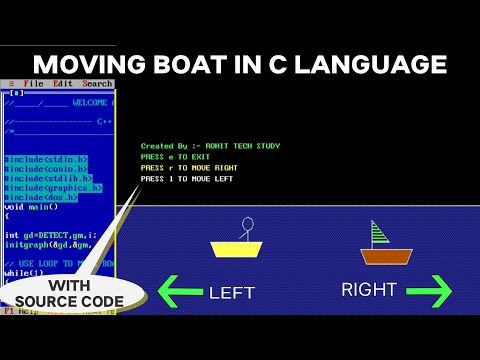 Moving boat animation in c language | Boat move by pressing keys in c programming | Learn c Language