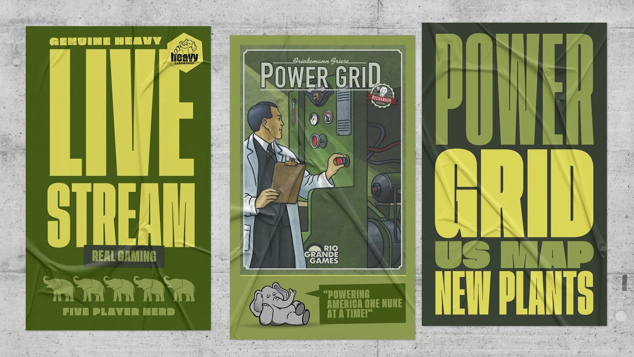 Power Grid: USA w/New Power Plant Set 2 - 5p Teaching, Play-through, & RoundTable by Heavy Cardboard