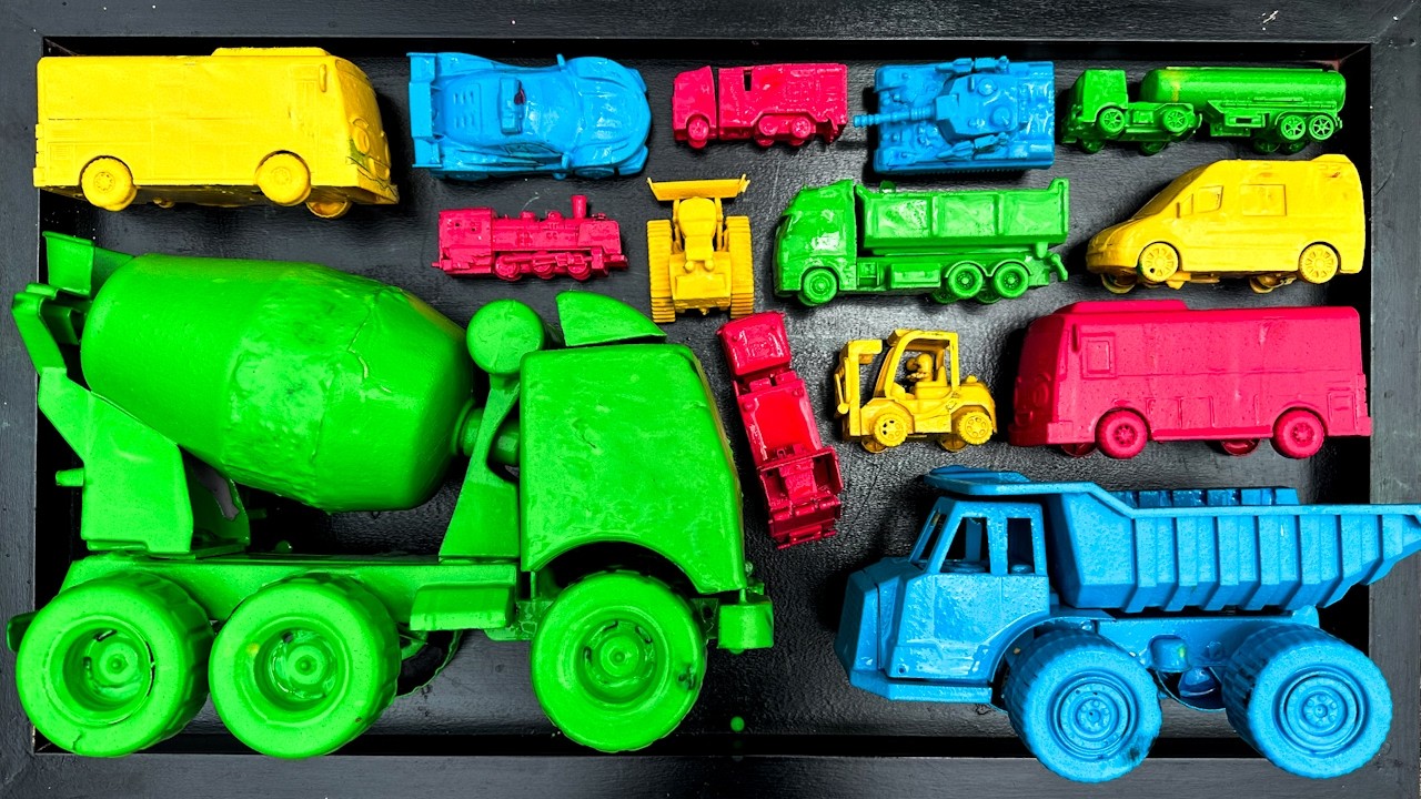 Membersihkan Mainan Berlumpur Warna Warni: Bus Tayo,Mobil Mobilan,Truk Molen,Truk Tambang,Damkar 33