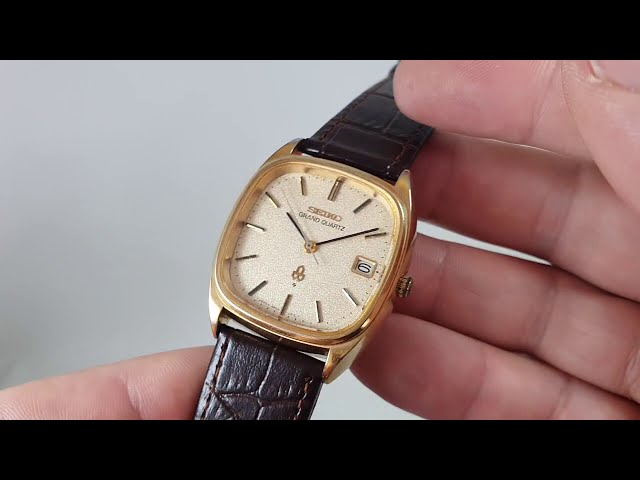 1977 Seiko Grand Quartz men's vintage watch with gold dust dial