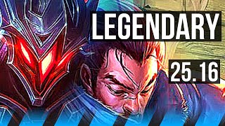 ZED vs YASUO (MID) | Legendary, 500+ games, 13/4/7 | EUW Master | 25.16