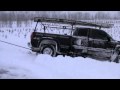Truck, Snow, FAIL HD(truck wrecks in 4ft snow drift, loader barely pulls it out)
