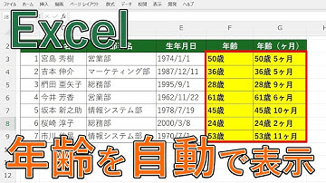 Excelで年齢計算(自動)をする方法【DATEDIF・TODAY関数で〇歳〇ヶ月を表示】