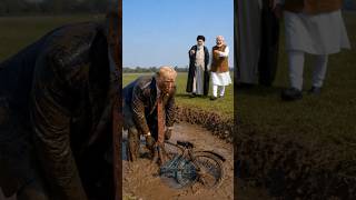 🤣 Trump Learns Bike Riding and Falls Into Mud! | Modi &amp; Khamenei Funny Challenge #trump #modi #viral