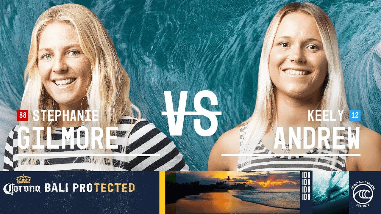 surfers security Stephanie Gilmore vs. Keely Andrew - Round of 16, Heat 5 - Corona Bali Protected W 2019