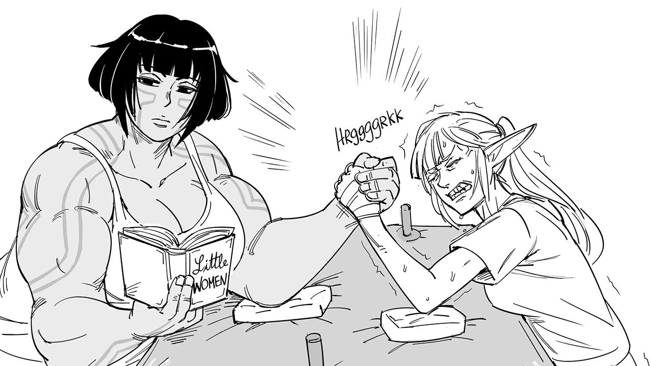Elf vs. Goliath Arm Wrestling | comic by baalbuddy