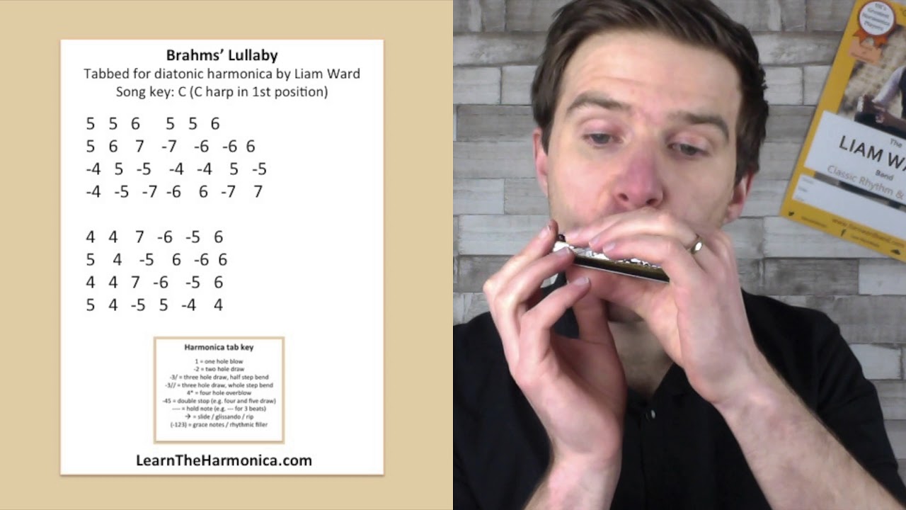 Brahms' Lullaby C harmonica lesson - Classical Week at  LearnTheHarmonica.com - YouTube