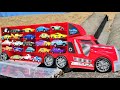 Put a lot of minicar in the red truck ｜ In a park with lots of playset