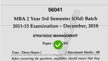 2018 Mdu MBA 3rd Sem Old Strategic Management Question Paper