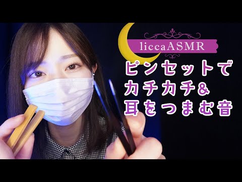 【ASMR】ピンセットでカチカチ&耳をつまむ音👂The sound of tweezers & pinching the ear/핀셋의 소리, 귀를 끼우는 소리