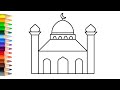 Cara menggambar masjid yang bagus  tutorial gambar masjid mudah