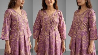VIRAL CORD SET KURTI CUTTING AND STITCHING/BOX PLEATED KURTI/V SHAPE NECK PATTERN KURTI STITCHING 