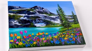 Landscape painting spring lake | Acrylic painting | Aham Art