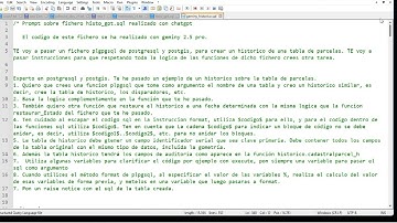 Módulo 13. Mejorando el histórico en PostgreSQL/PostGIS en plpgsql con gemini. Parte 2 de 2.