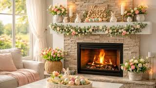 Modern Easter Fireplace  | Fire Crackle & Spring Birds | Cozy Easter Hearth Ambience | 3 Hours