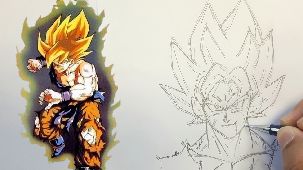 How to draw GOKU Dragon Ball Z, Comment dessiner GOKU Dragon Ball Z, Cómo  dibujar GOKU Dragon Ball Z