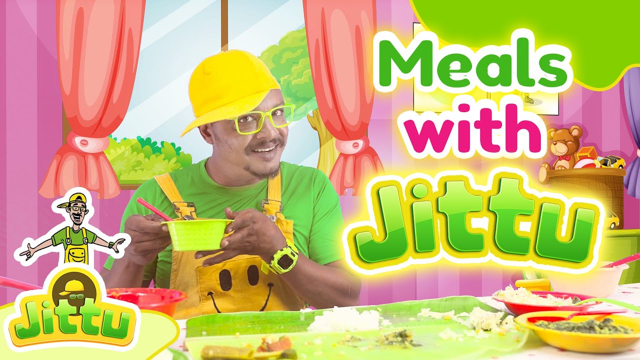 Meals with Jittu  | Kids Learning | வாழை இலை சாப்பாடு | சாம்பார் | அப்பளம் | கூட்டு | பொரியல்