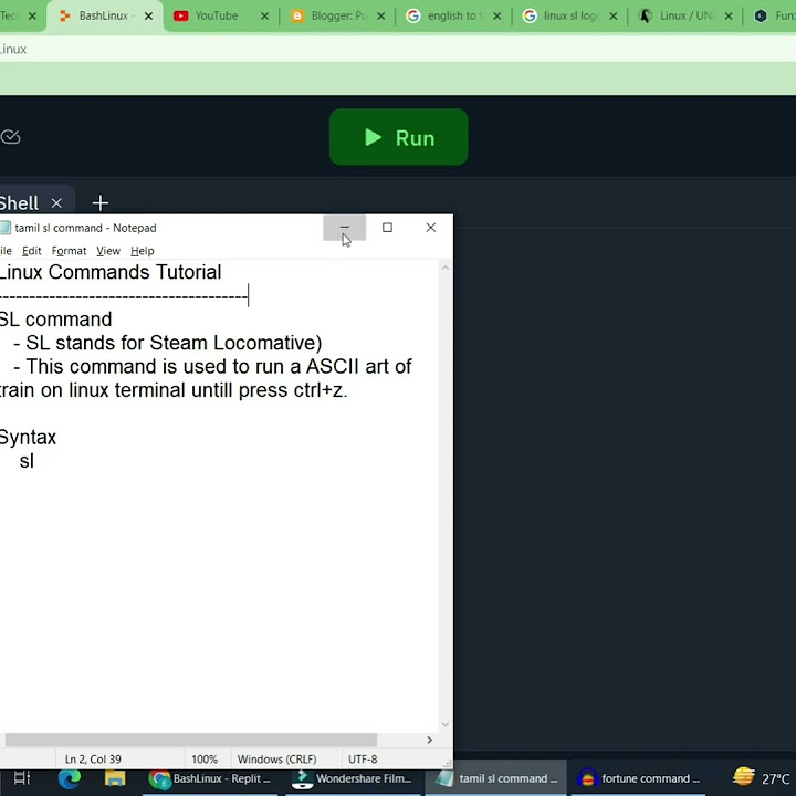 SL Command in Linux Tamil - (Steam Locomotive) - Get Train in Shell ...