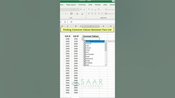 Find the Common Values between two lists in Excel using FILTER Function in Excel 365/Excel 2021
