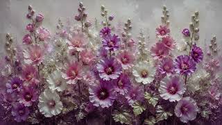 4K Floral Wall Art Digital Download |Pastel Flower Garden Painting | TV Frame Art, Living Room Decor