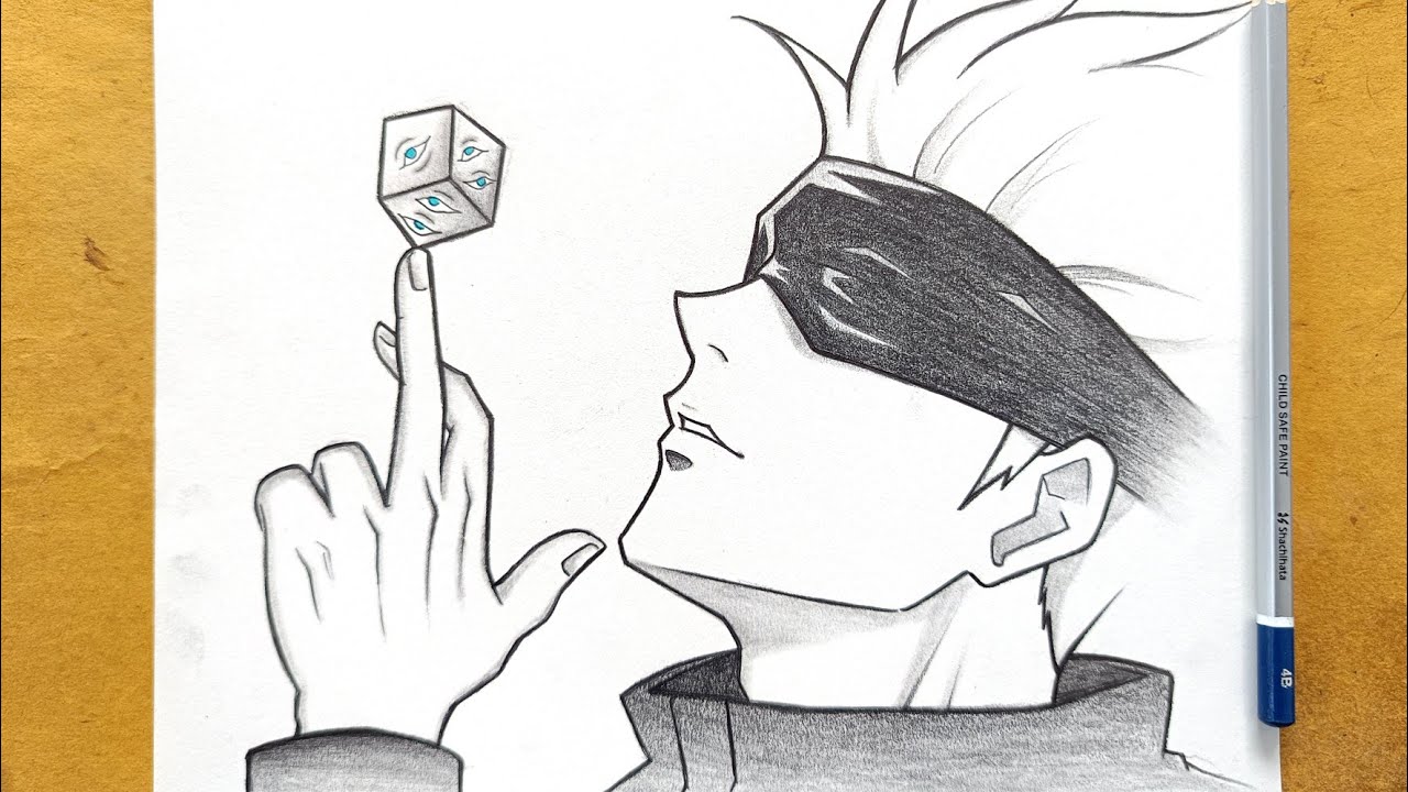 Easy drawing ideas || How to draw Gojo with Domain expansion handsign || Draw anime for beginners