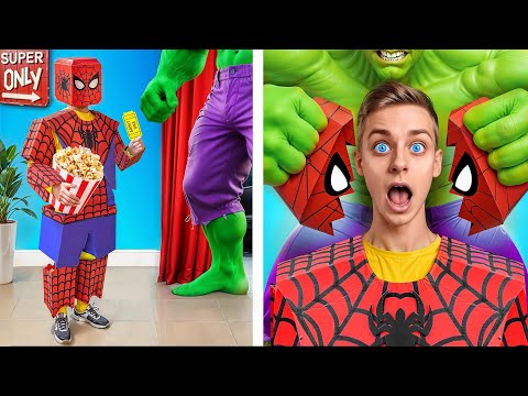 Fake Superhero vs. Real Superhero! How to Sneak Into the Movie Theater Challenge!
