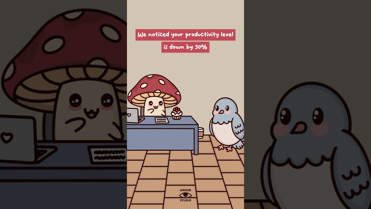 Operating At 100% 🤔 Mushie & Birdie | Office Animation Meme | Original Audio: @americanbaron