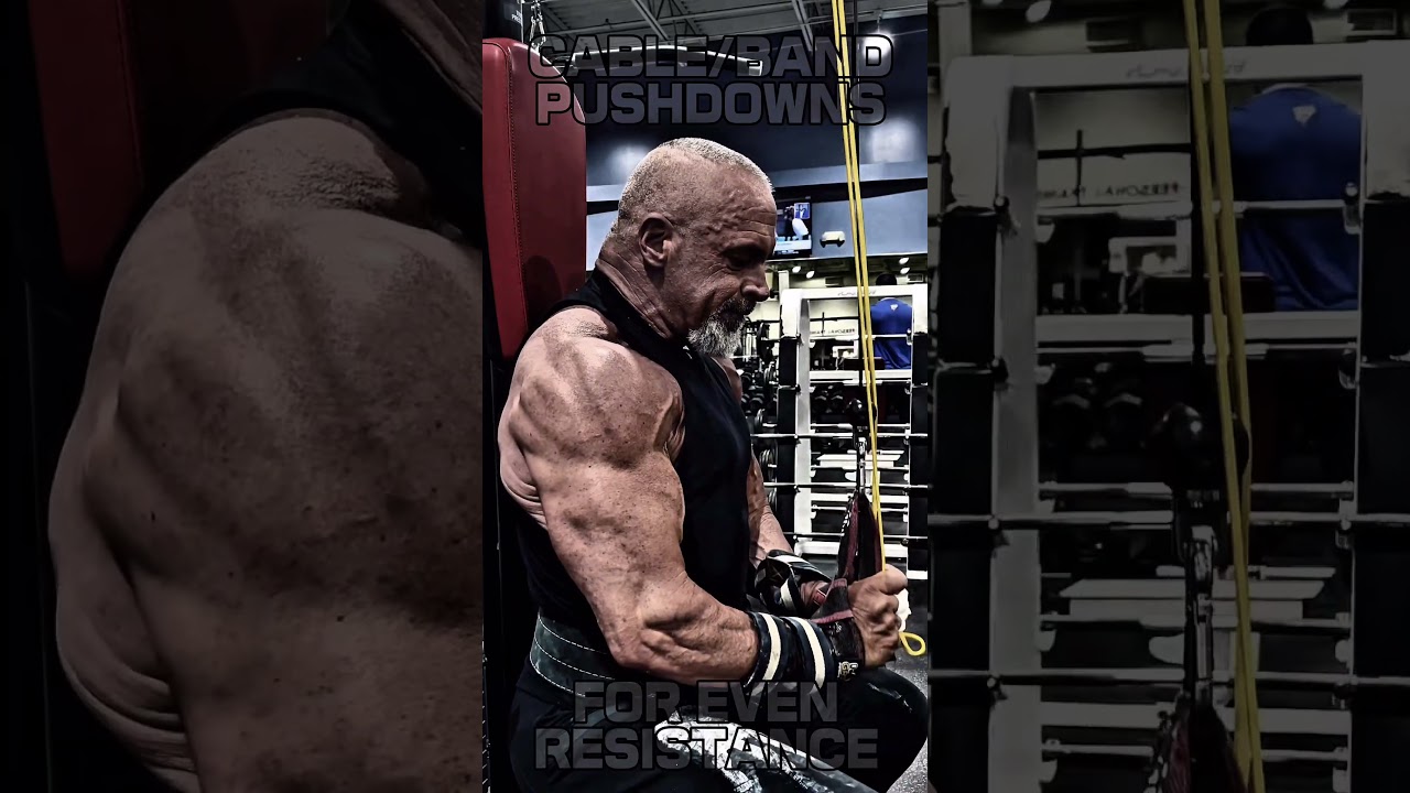 CABLE/BAND PUSHDOWNS FOR EVEN RESISTANCE FOR TRICEPS #workout #motivation #workouttips #triceps