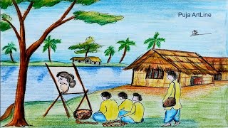 How to draw Rabindra Jayanti celebration/25th baisakh/birthday celebration of Rabindranath Tagore.