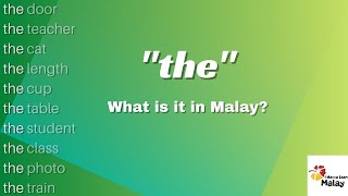 Learn Malay - The English Article The In Malay Articles Part 1