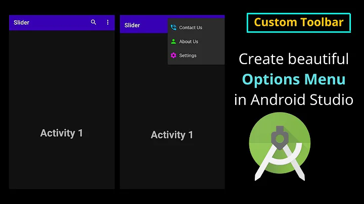 Option Menu Android Studio | Create options menu with icon | searchbar in actionbar | Custom Toolbar