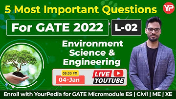 5 Most Important Questions of Env Science  for GATE 2022 | Lec 2 | GATE 2022 ES Free Videos