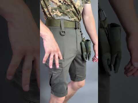 Шорти чоловічі карго тактичні повсякденні бриджі з 6 кишенями Tactical хакі, видео 1