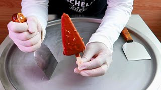 Toblerone ice cream rolls street food - ايس كريم رول على الصاج توبليرون