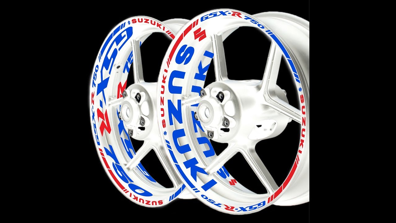 Rim Sticker Stripes Wheel Decals Suzuki GSXR 750 YouTube
