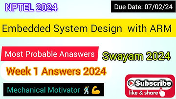 Embedded System Design  with ARM | Week 1 Quiz | Assignment 1 Solution | NPTEL | SWAYAM 2024