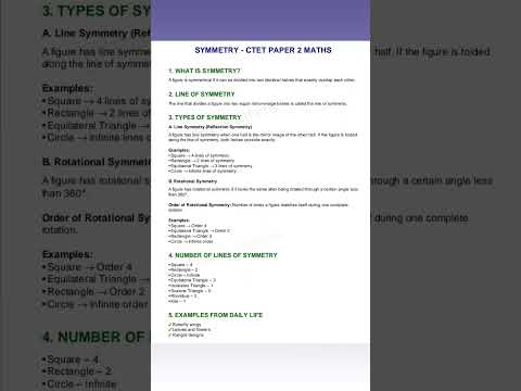 CTET paper 2 Maths notes on Symmetry part 1 #ctetexam #ctetpaper2 #ctetmaths