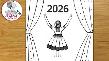 Happy new year 2026 drawing | new year 2026 card making | new year greeting card ideas 