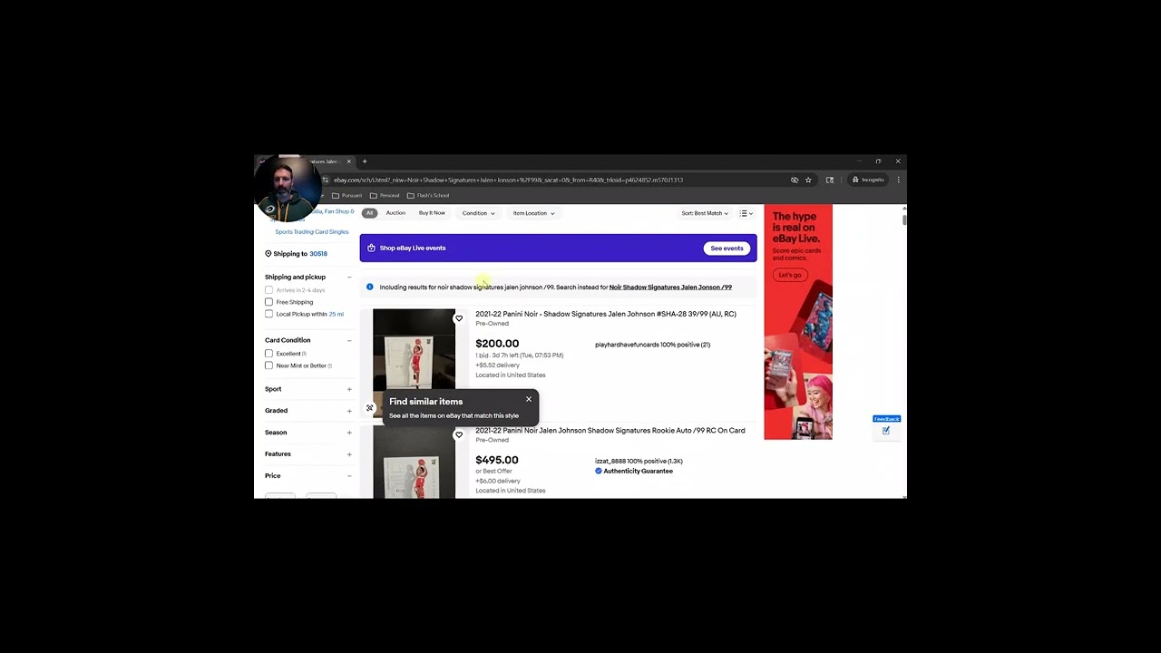 How to Comp a Card on eBay! Jalen Johnson Noir Auto