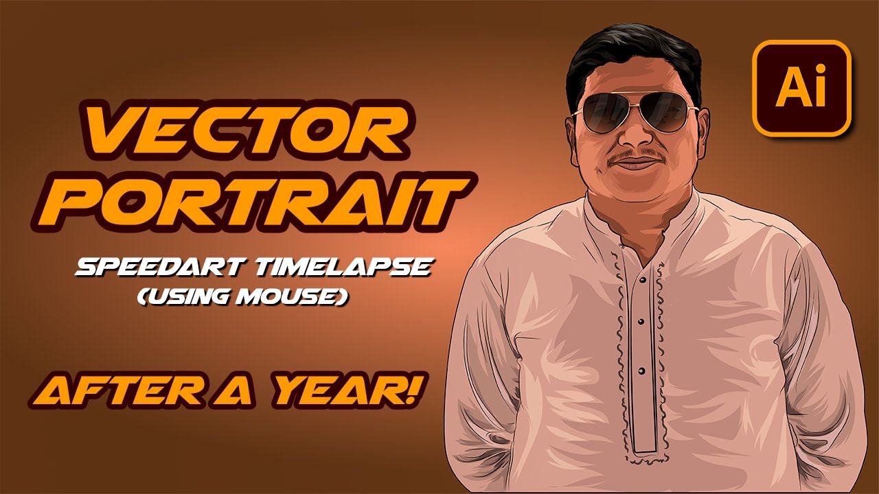 Vector Cartoon Portrait using Mouse - Adobe Illustrator Speed art ...