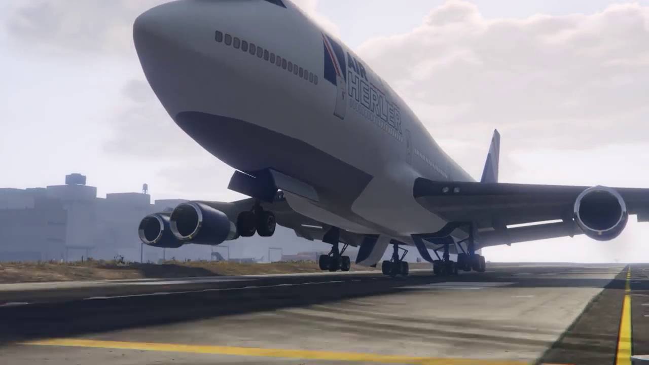 Gta 5 Jumbo Jet Plane take off and landing YouTube