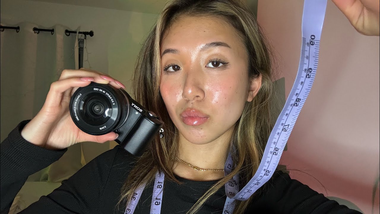 ASMR rude model agency RP 📸 (measuring, hair & makeup, typing, real camera/flashes)