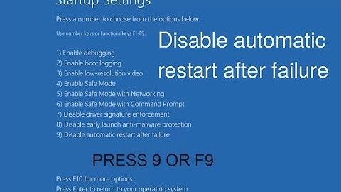 Disable automatic restart on system failure Windows 10