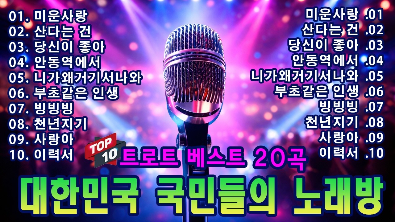 트로트 베스트 20곡 || 대한민국 국민들의 노래방 18번 20곡 || 대한민국 국민들의 노래방 / 미운사랑, 산다는 건,  당신이 좋아 , 안동역에서 , 니가왜거기서나와...