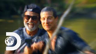 Bear Grylls and RajiniKanth Cross CrocodileInfested Waters | Into the Wild with Bear Grylls