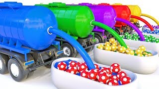 Water Tanks and Soccer Balls for Children to Learn Colors - Video for Children