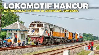 TABRAK TRUK HINGGA HANCUR DAN ANJLOK!! Proses Evakuasi Lokomotif KA Turangga di Jatipelem, Jombang.