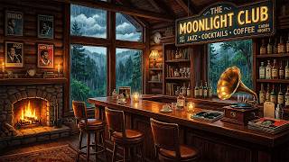 Vintage Fireplace Cabin Bar 🎷 Rainy Night Jazz for Deep Focus, Work &amp; Unwinding