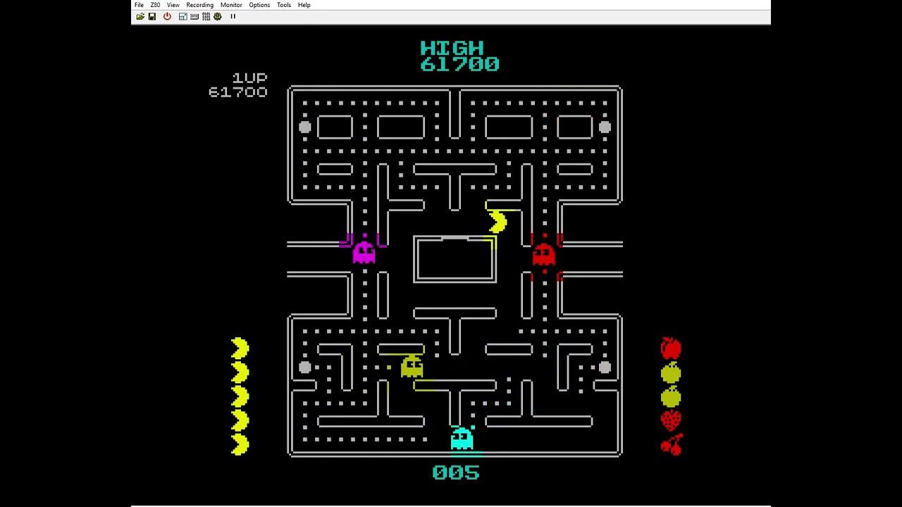 First 10 levels of Simon Owen's Pac-Man emulator for the Spectrum +2A/+2B/+3.
