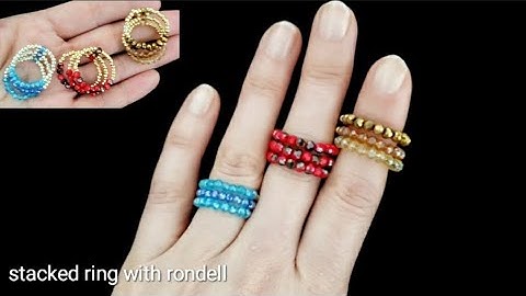 How to make an easy ring. 10 minutes DIY beads jewelry tutorial. Making stacked ring with rondelles